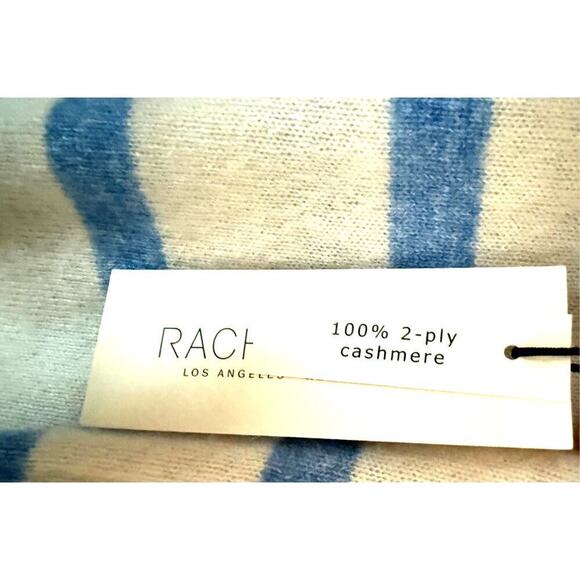 NWT Rachel Zoe Two-Ply Cashmere Sweater Vest Blue Cream Stripe - Picture 3 of 3